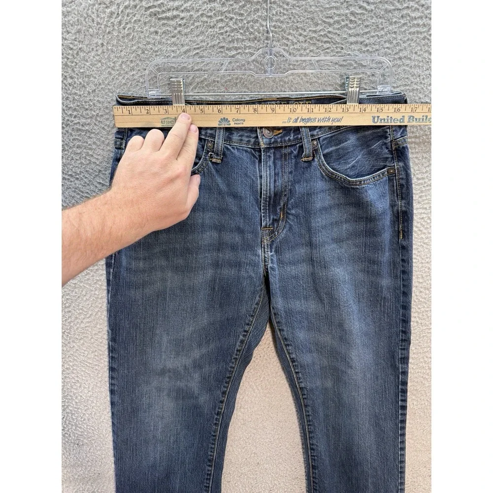 American Eagle Jeans Mens 32x34 Blue Original Straight Distressed Denim Preppy *